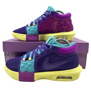 Nike LeBron Witness 8 Shoes Mens Size 7 Purple Teal Yellow Basketball FB2239-500